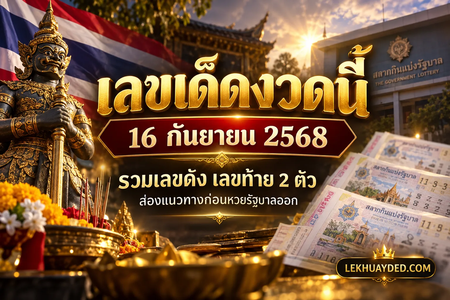 เลขเด็ดงวดนี้ 16 กันยายน 2568 รวมเลขดังเลขท้าย 2 ตัว ก่อนหวยรัฐบาลออก