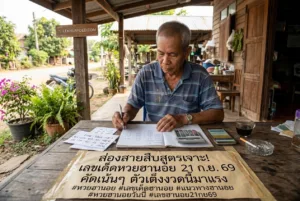 วิเคราะห์สถิติเลขเด็ดหวยฮานอยงวดวันที่ 21 กันยายน 2569 ลงในสมุดบนโต๊ะไม้เพื่อเป็นแนวทางในการเสี่ยงโชค