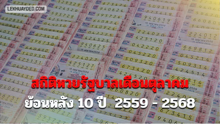 สถิติหวยรัฐบาลเดือนตุลาคมย้อนหลัง 10 ปี ตั้งแต่ปี พ.ศ. 2559 ถึง 2568