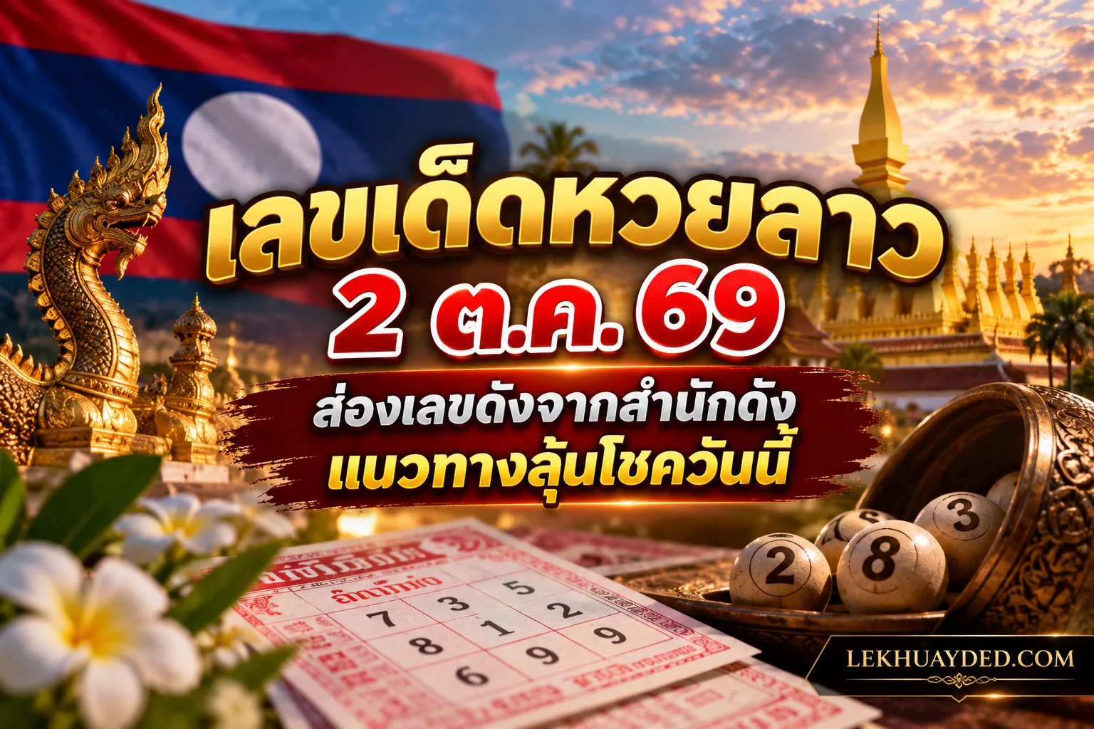 เลขเด็ดหวยลาว ประจำวันที่ 2 ตุลาคม 2569 แนวทางเลขดังจากสำนักต่างๆ เพื่อใช้ลุ้นโชค