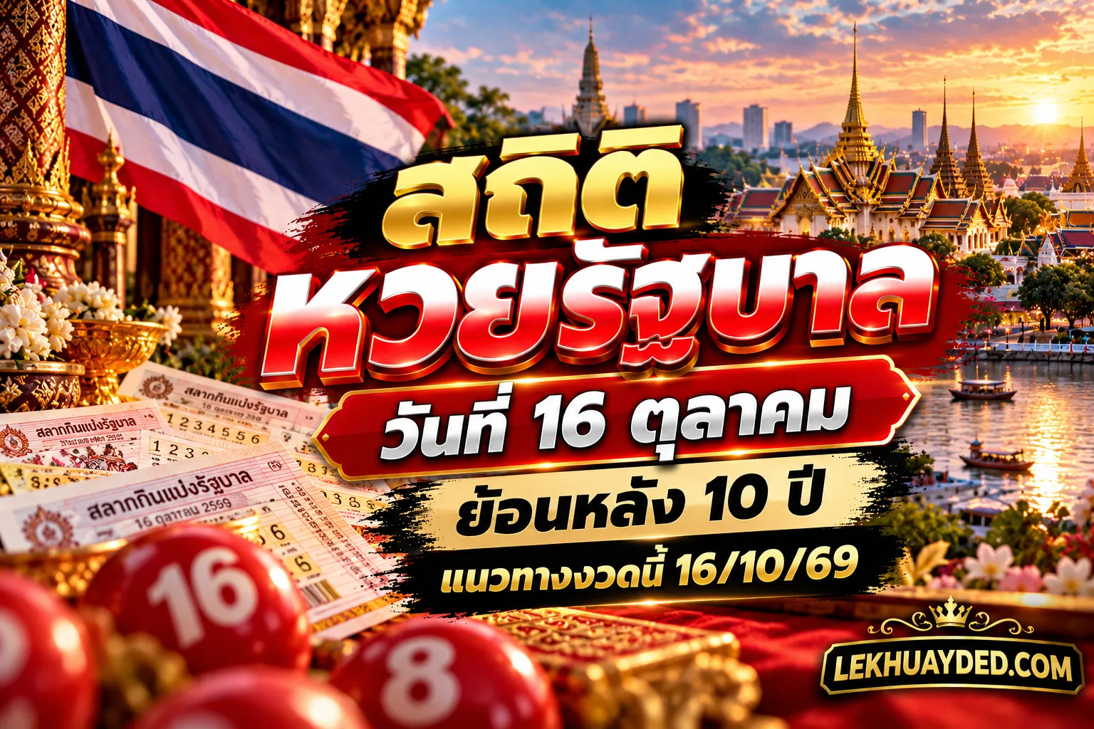 Read more about the article สถิติหวยรัฐบาล วันที่ 16 ตุลาคม ย้อนหลัง 10 ปี แนวทางงวดนี้หวยรัฐบาล 16/10/69